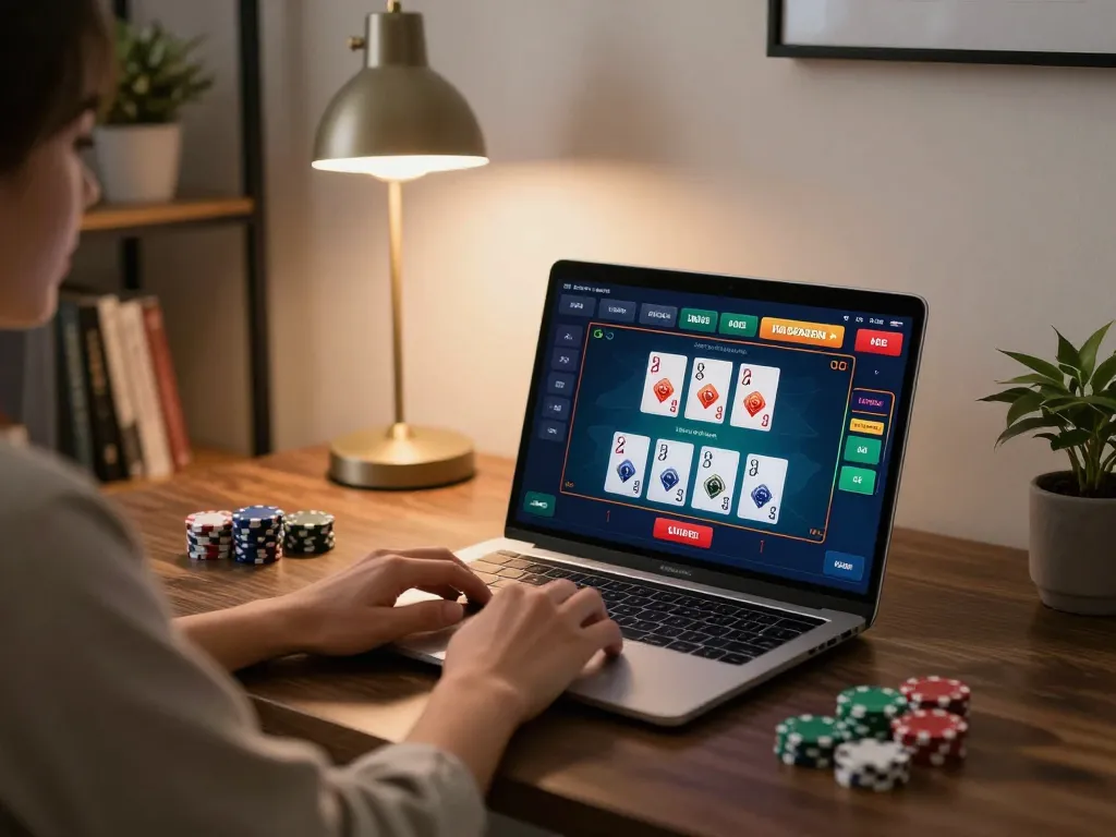 Engaging online gaming experience with 789win during a live dealer blackjack session at home.