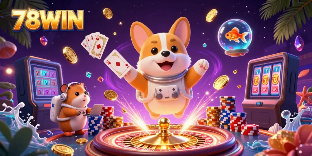 Experience thrilling gameplay at 78WIN with vibrant 3D characters and casino chaos.