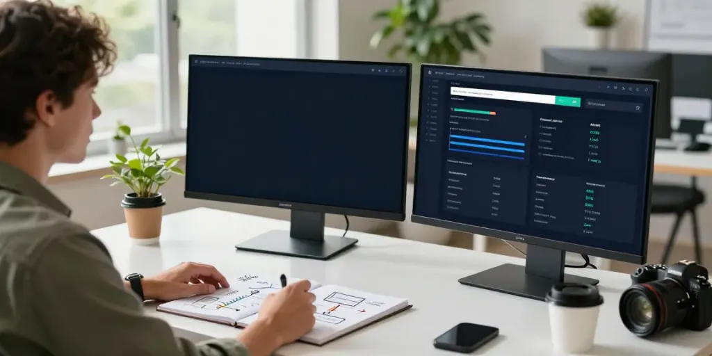 Professional analyzing instant indexing strategies in a modern workspace.