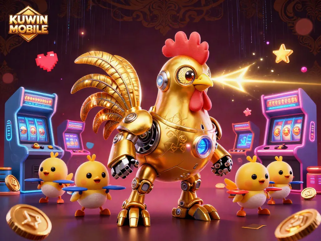 Engage in thrilling gameplay with KUWIN MOBILE’s vibrant casino and gaming scenes featuring dynamic characters.
