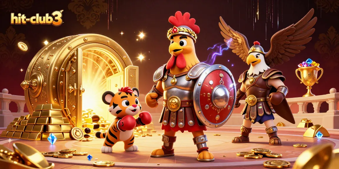 Hit-club3 brings the thrill of online gambling with iconic characters in 3D casino illustration.