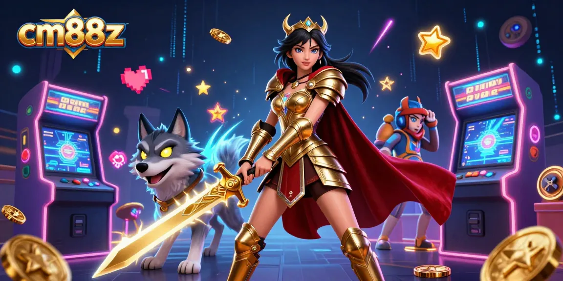 Experience thrilling gameplay at cm88z with a warrior queen and her glowing wolf companion.