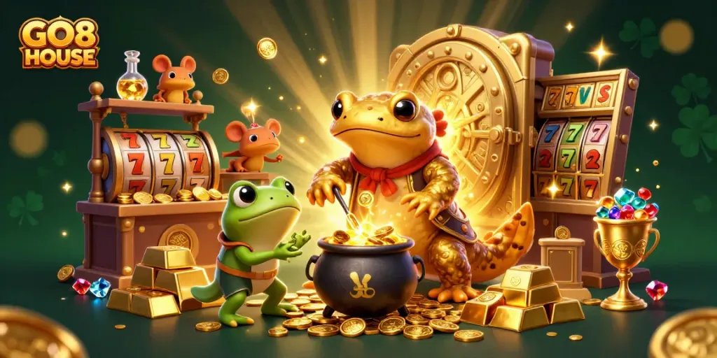 Experience thrilling wins at GO8 HOUSE with vibrant 3D casino atmosphere full of excitement.