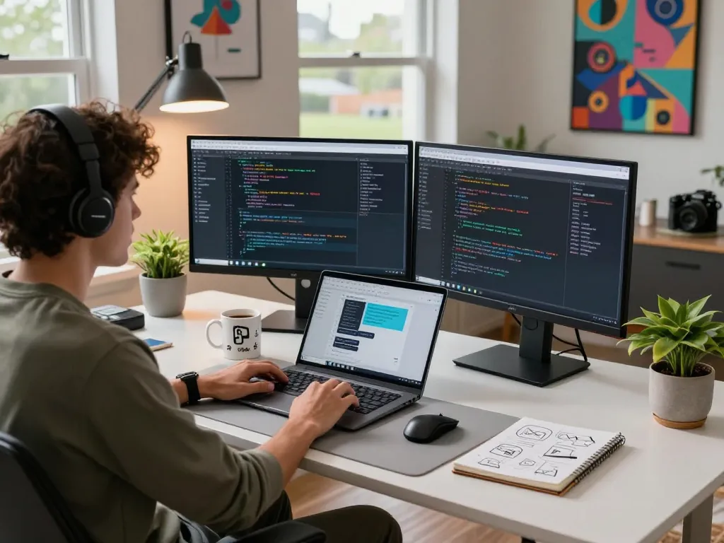 Developer working on MoltBot Mac setup in a modern home office