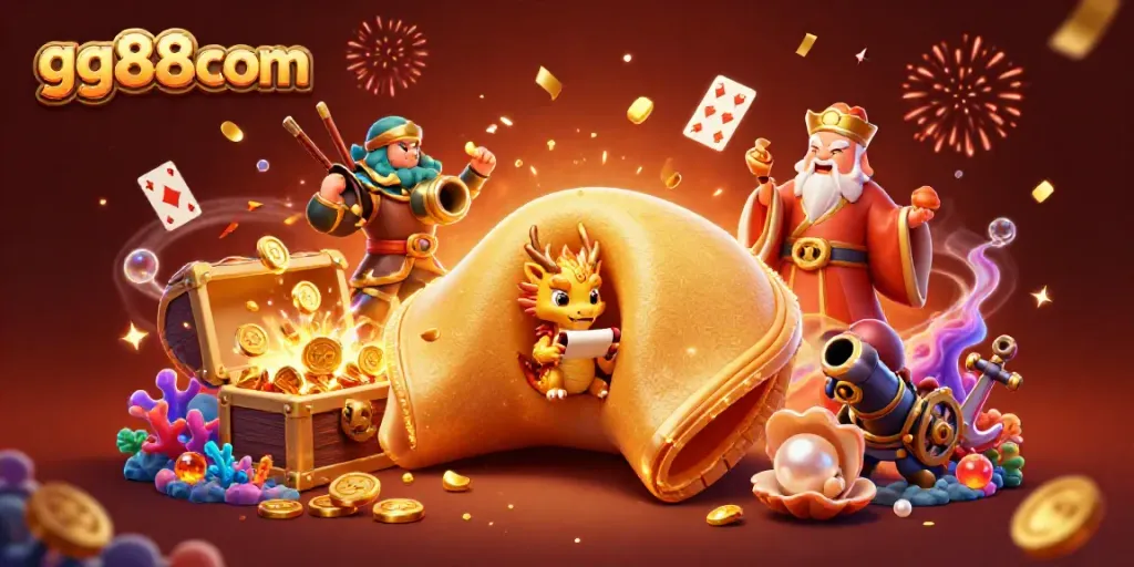 Engage with the thrilling atmosphere of gg88com featuring a vibrant 3D casino illustration.