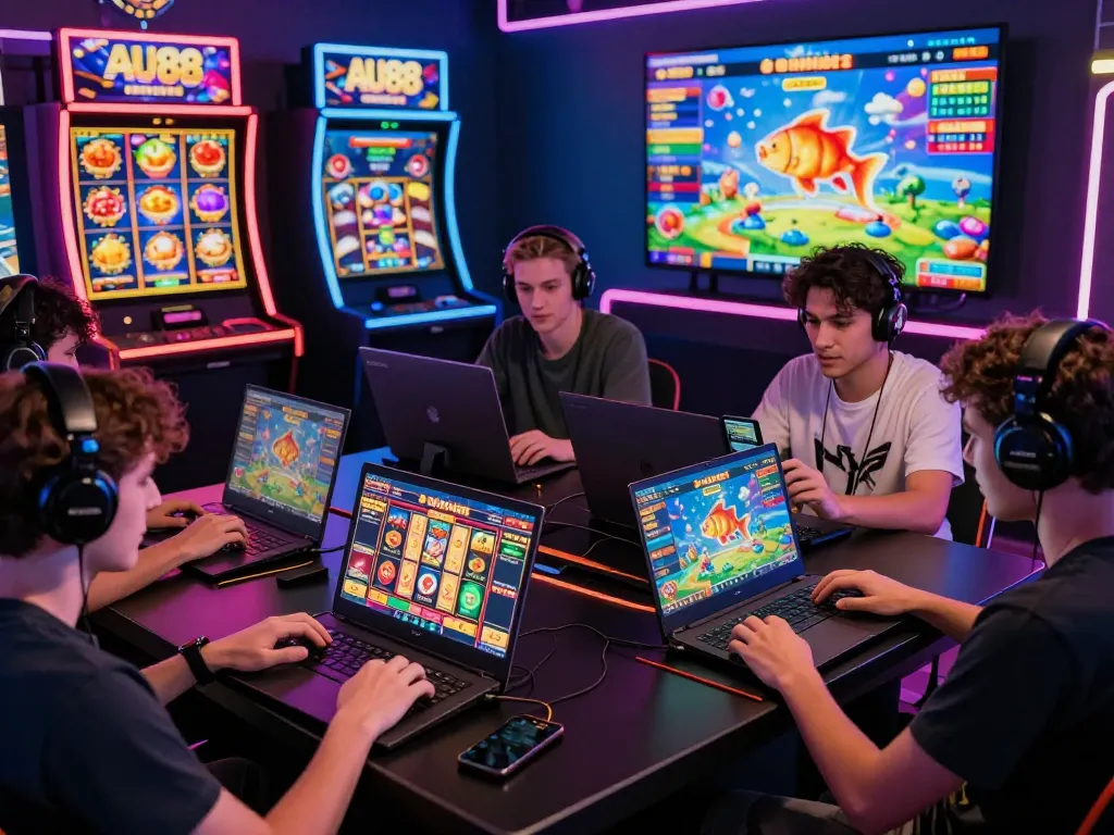Dynamic gaming experience at https://au88.mex.com/ with diverse players engaging in thrilling online casino games.