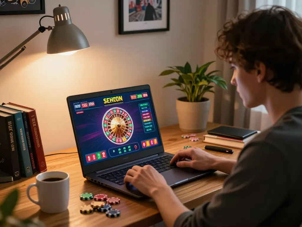 Dabet players engaging in online roulette strategy during a home game session.