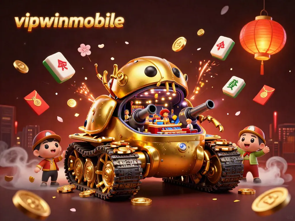 Experience the excitement of vipwinmobile with a vibrant 3D casino scene featuring a unique golden beetle tank.