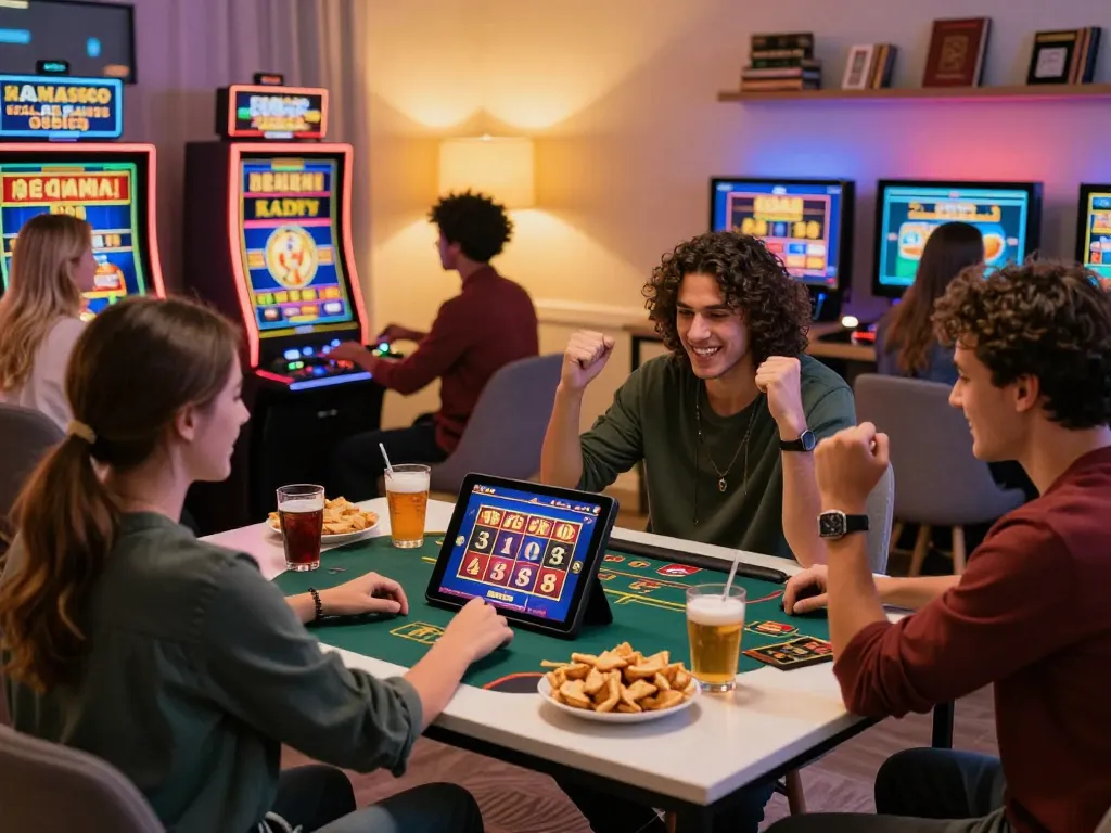 Person celebrating a win on slot terbaru at online casino, showcasing an engaging and responsive home atmosphere.