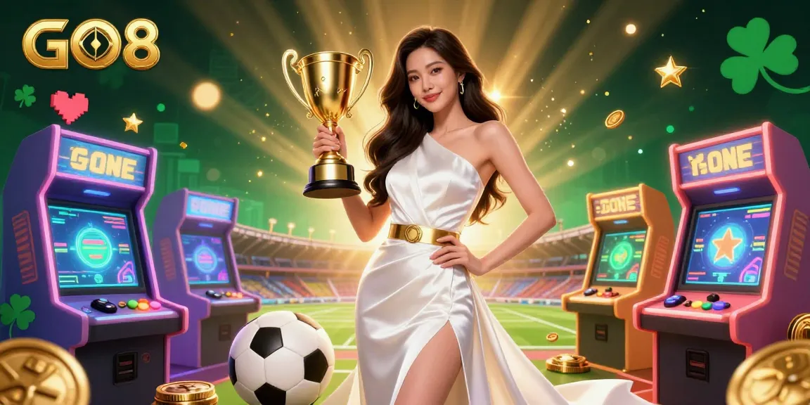 Winning at GO8's vibrant casino with a triumphant character and thrilling sports elements.