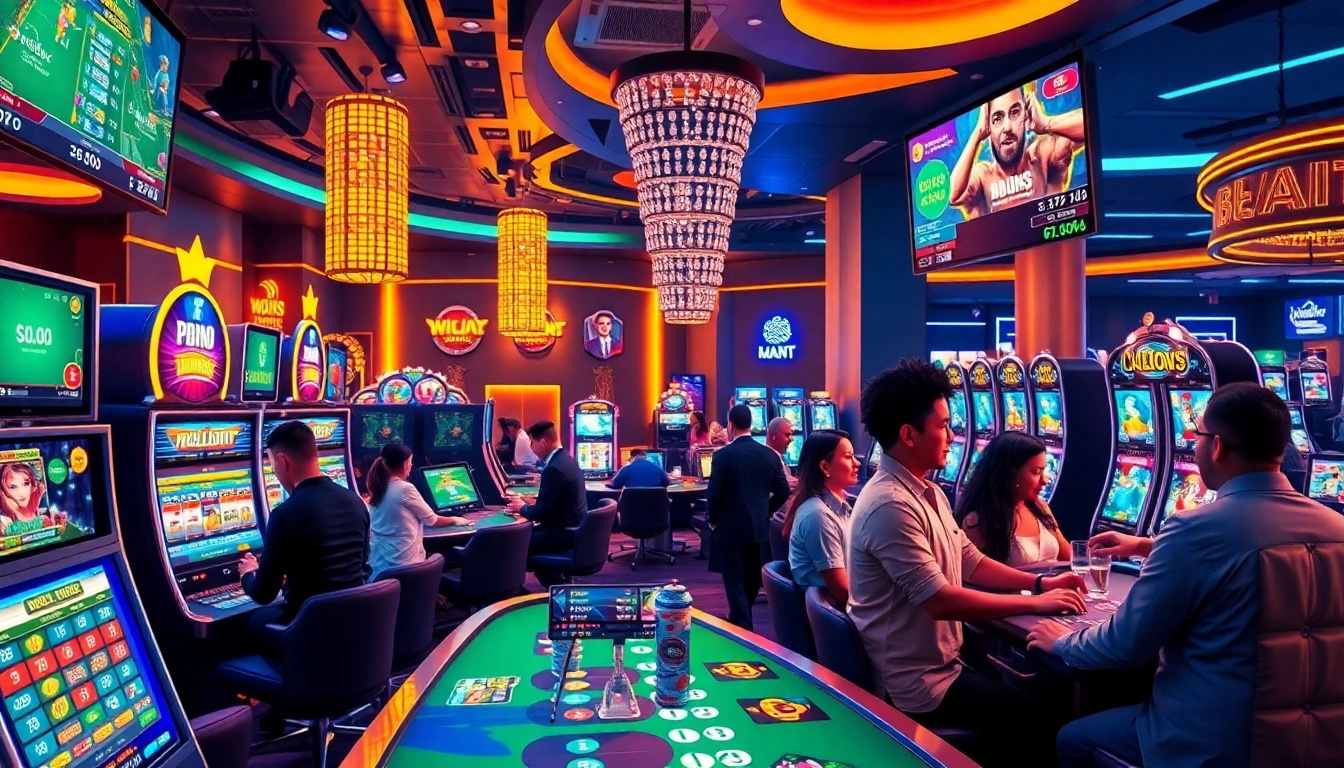 Dynamic online gaming scene showcasing stimmgewitter.org's vibrant casino atmosphere with players engaged in thrilling experiences.