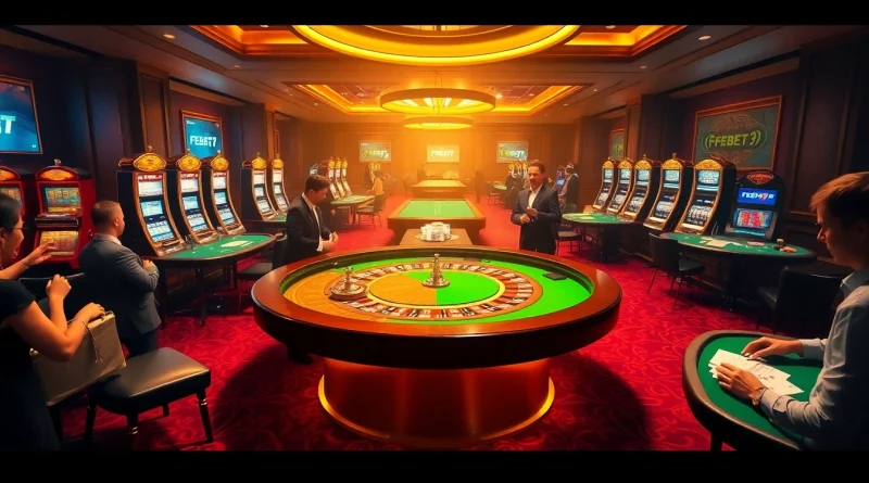 Experience thrilling gameplay with FEBET9.club at an upscale casino featuring roulette, poker, and slot machines.