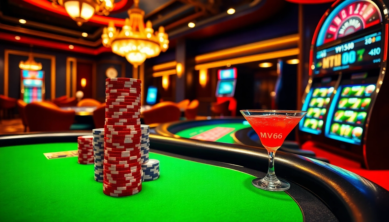 Gamble at the MV66 poker table surrounded by casino excitement and luxury.