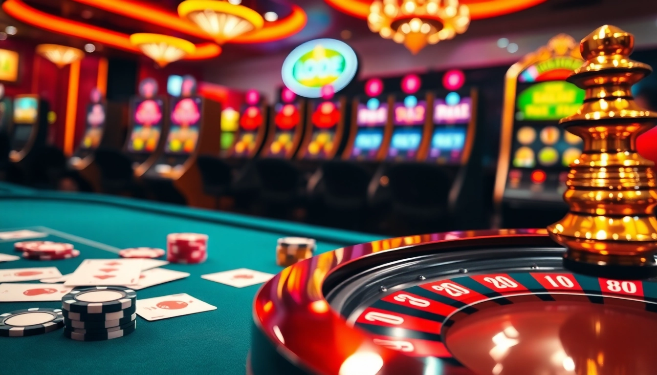 Experience the excitement of gambling at https://lode88.coach/ with vibrant casino tables and roulette wheels.