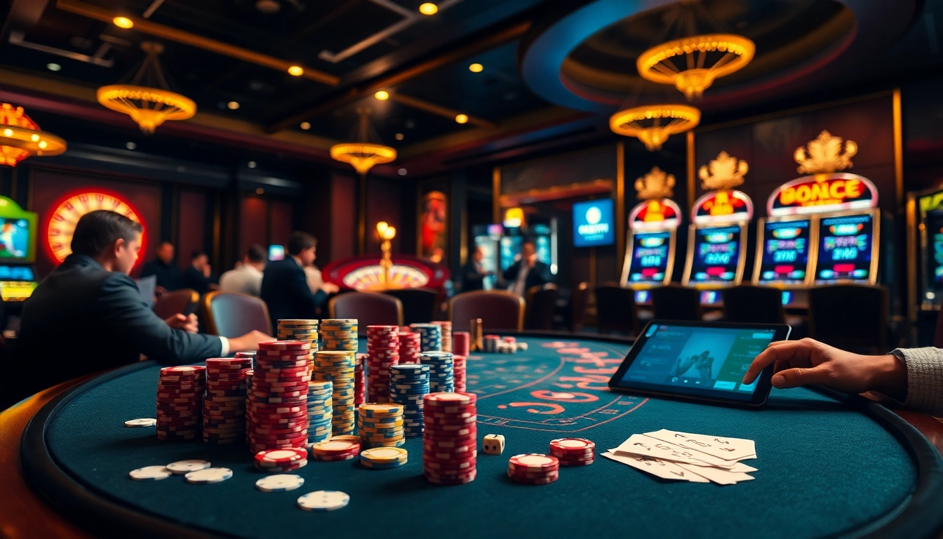 Engage in thrilling games at https://s666hn.com/ with a luxurious casino atmosphere filled with poker tables and roulette wheels.