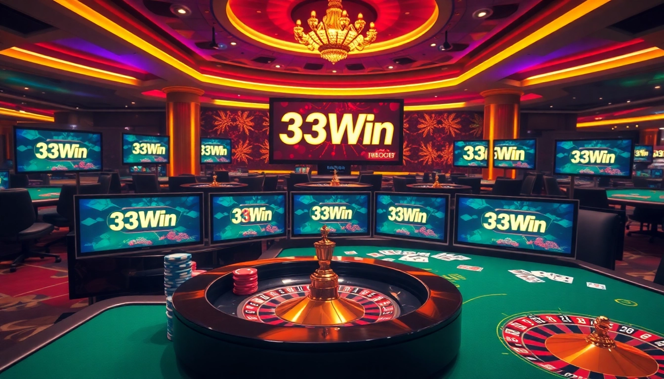 Players enjoying online gambling at link 33Win with colorful tables and gaming options.