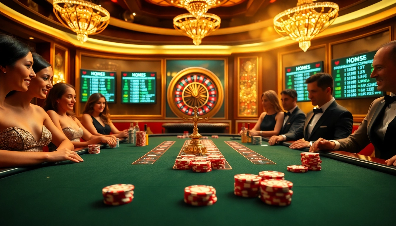 Engaging players at the vibrant hay.win casino table with poker chips and cards.