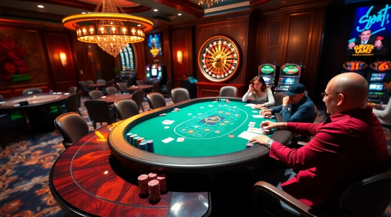 Exciting poker action at https://8xbetsports.com with vibrant chips and a polished casino atmosphere.