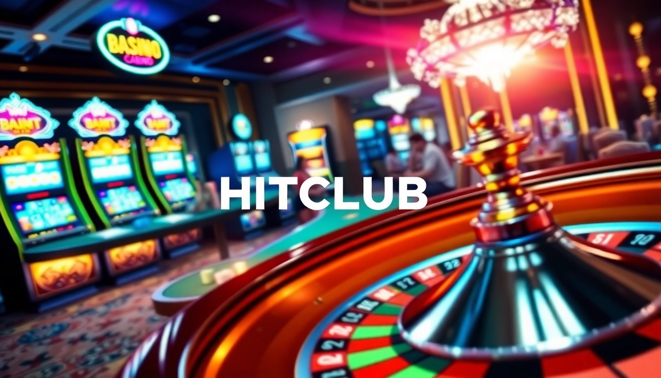 Experience thrilling gameplay at HITCLUB with vibrant poker chips and dynamic casino tables.