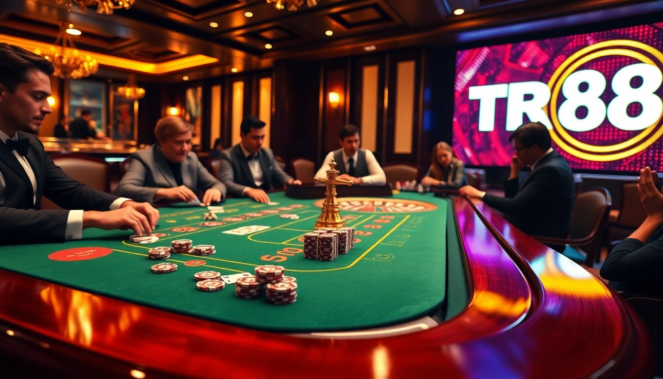 Experience the thrill of TR88 with a luxury poker table and high-stakes excitement.