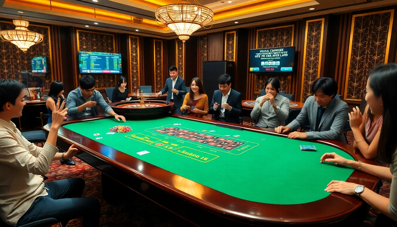 Experience the thrill of rikvip nhà cái with players enjoying a lively casino atmosphere.