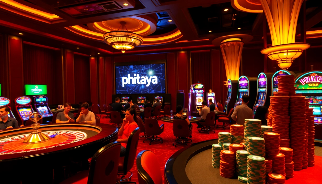Experience the thrill of phtaya at a luxurious casino with vibrant slot machines and poker tables.