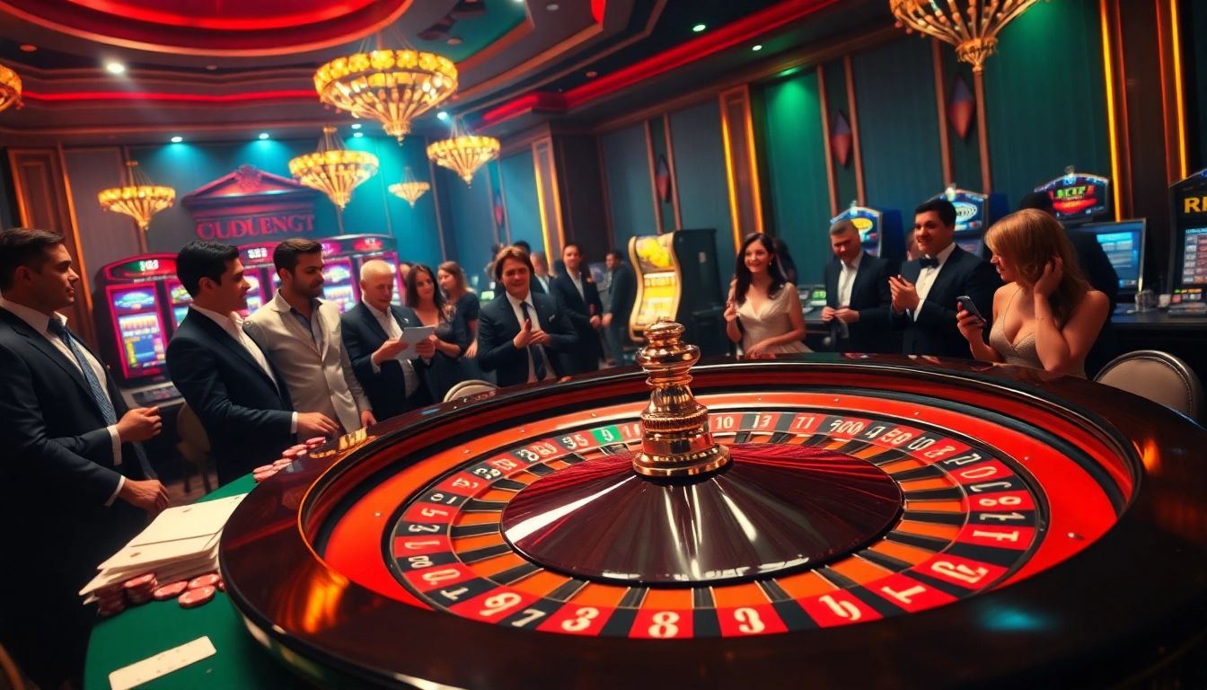 Players enjoying the excitement of RR 88 at a luxurious roulette table in a casino.