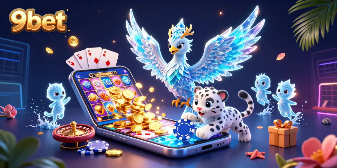 Engage with 9bet's thrilling casino adventure featuring a vibrant ice phoenix and captivating game elements.