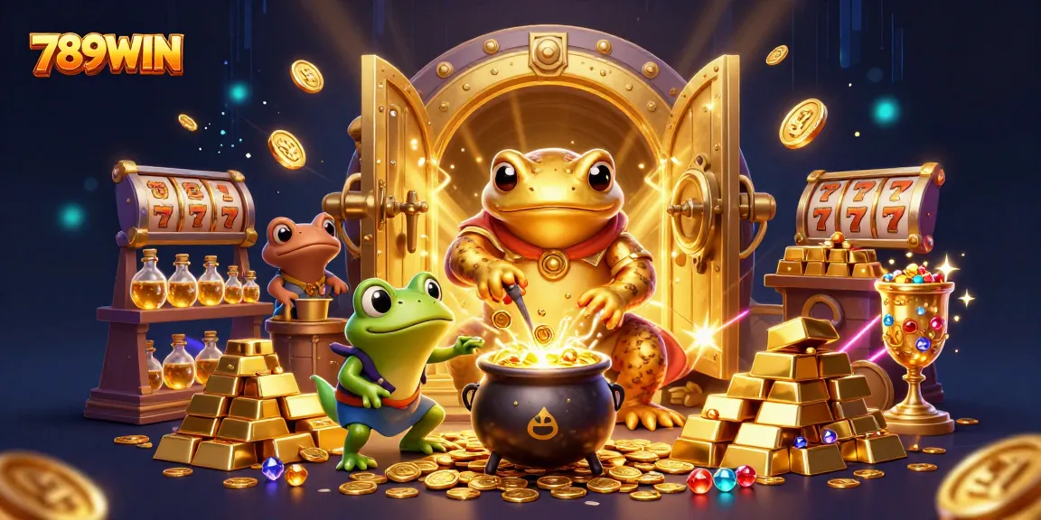 Engage in thrilling jackpot games at 789WIN, featuring vibrant golden elements and captivating slot symbols.