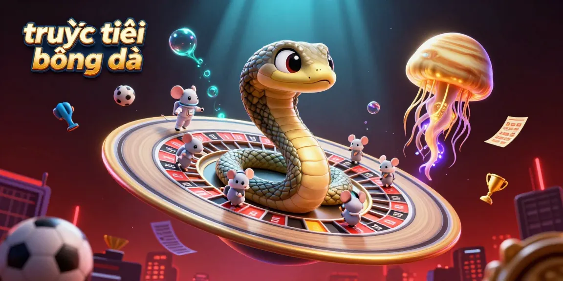 Bet on trực tiếp bóng đá with exciting sports elements in a vibrant 3D illustration.