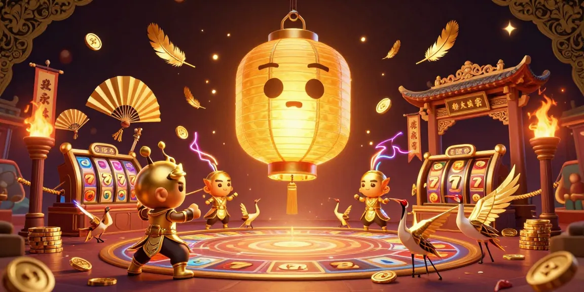 Experience thrilling slot gacor action with golden lantern spirits and vibrant casino elements.