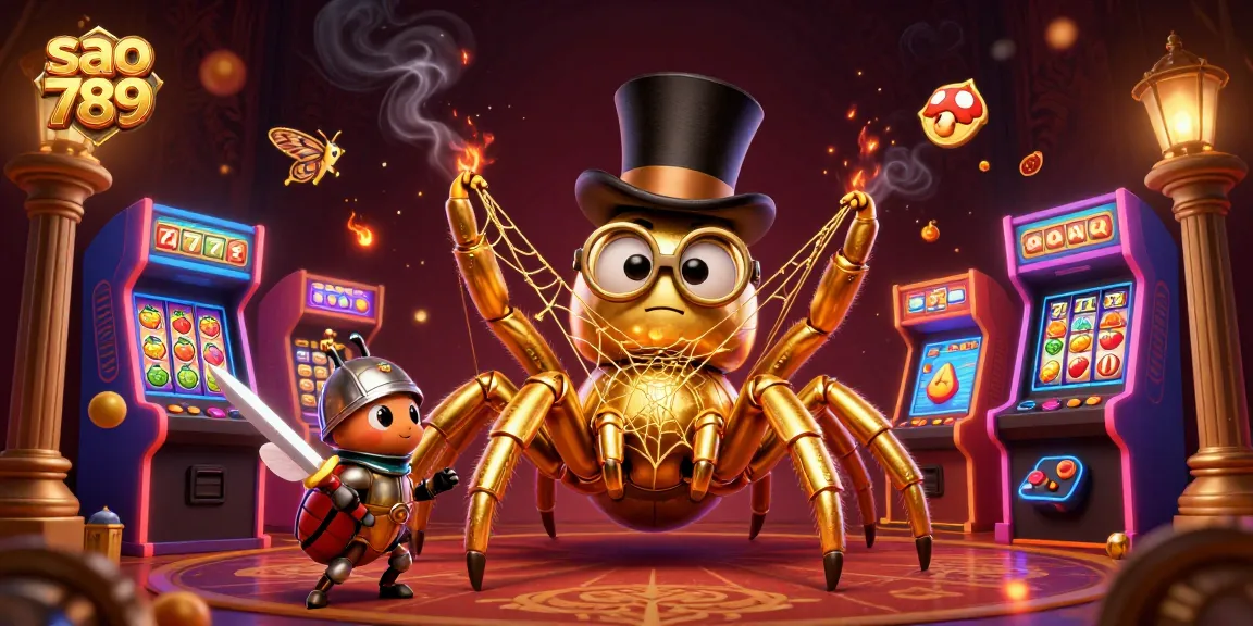Sao 789 invites players to explore exciting casino adventures with a golden tarantula and beetle knight.