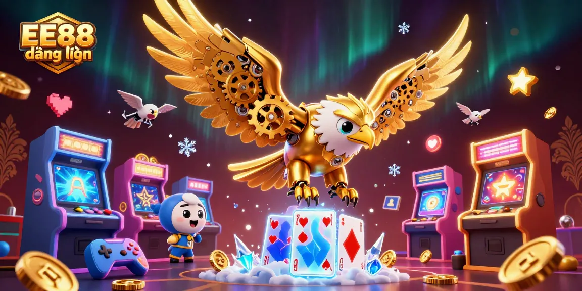 Experience thrilling gaming action with EE88 đăng nhập in this vibrant 3D casino scene.