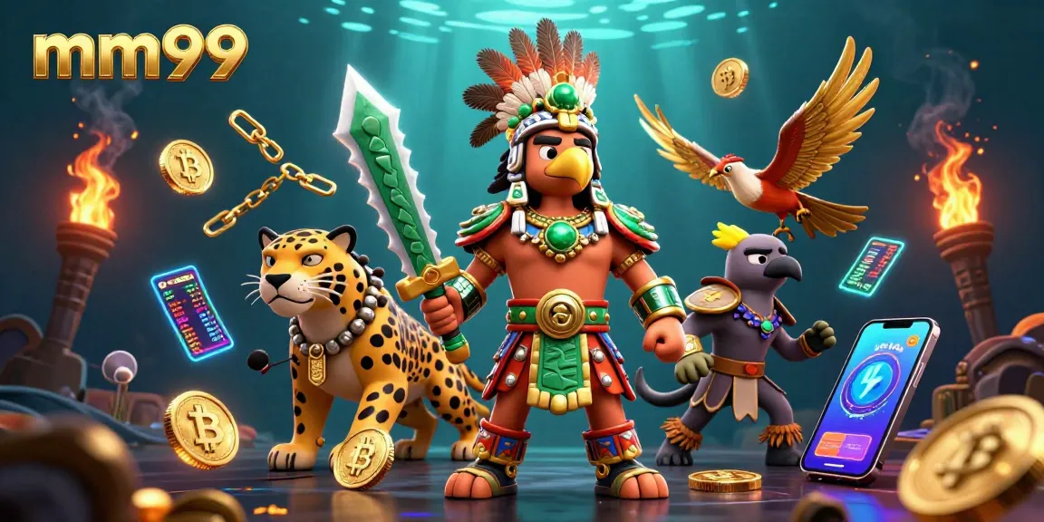 Engage with mm99 as Aztec warriors navigate a vibrant casino crypto world.