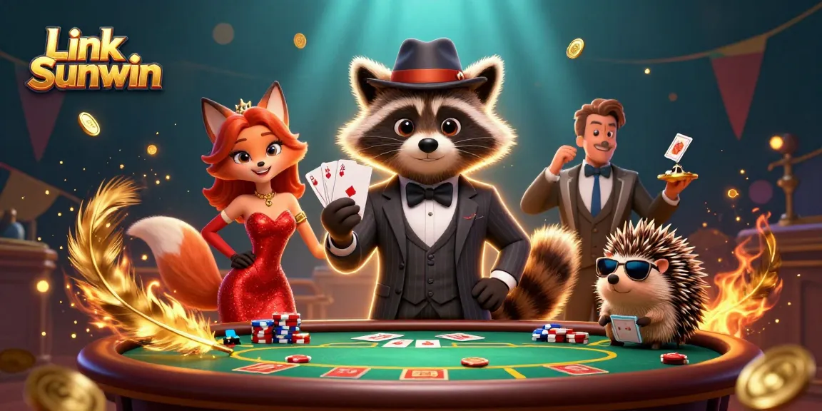 Engaging poker scene featuring Link Sunwin with vibrant characters and casino elements.
