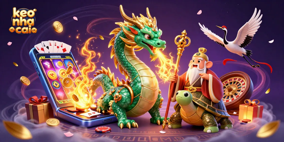 Take advantage of keo nha cai dynamics in a vibrant, colorful casino-themed digital illustration.