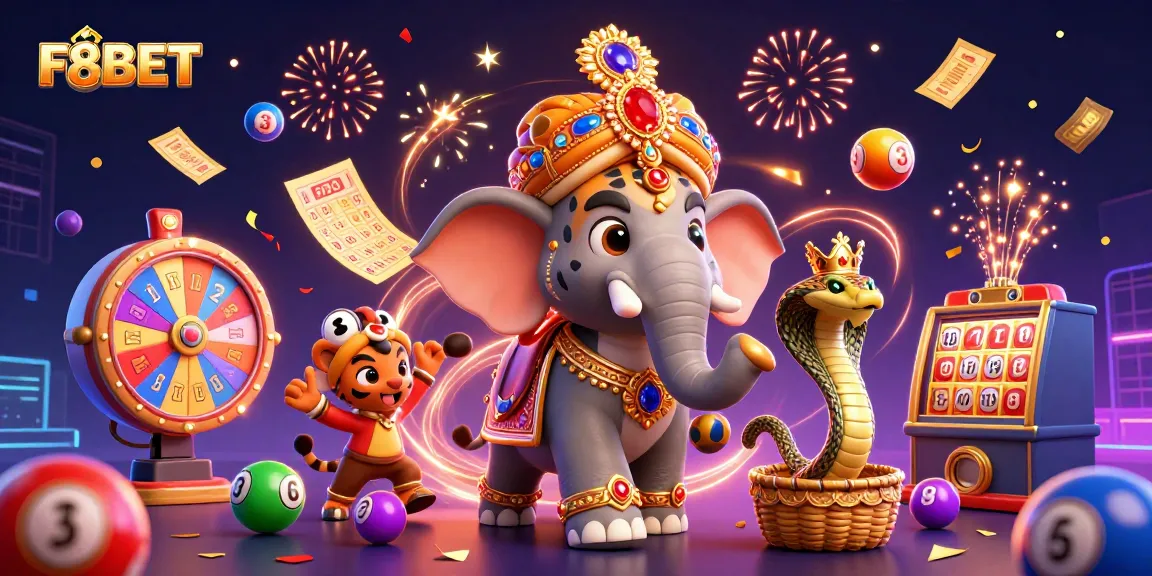 Experience the excitement of F8BET through vibrant characters, dynamic lottery elements, and festive celebration.