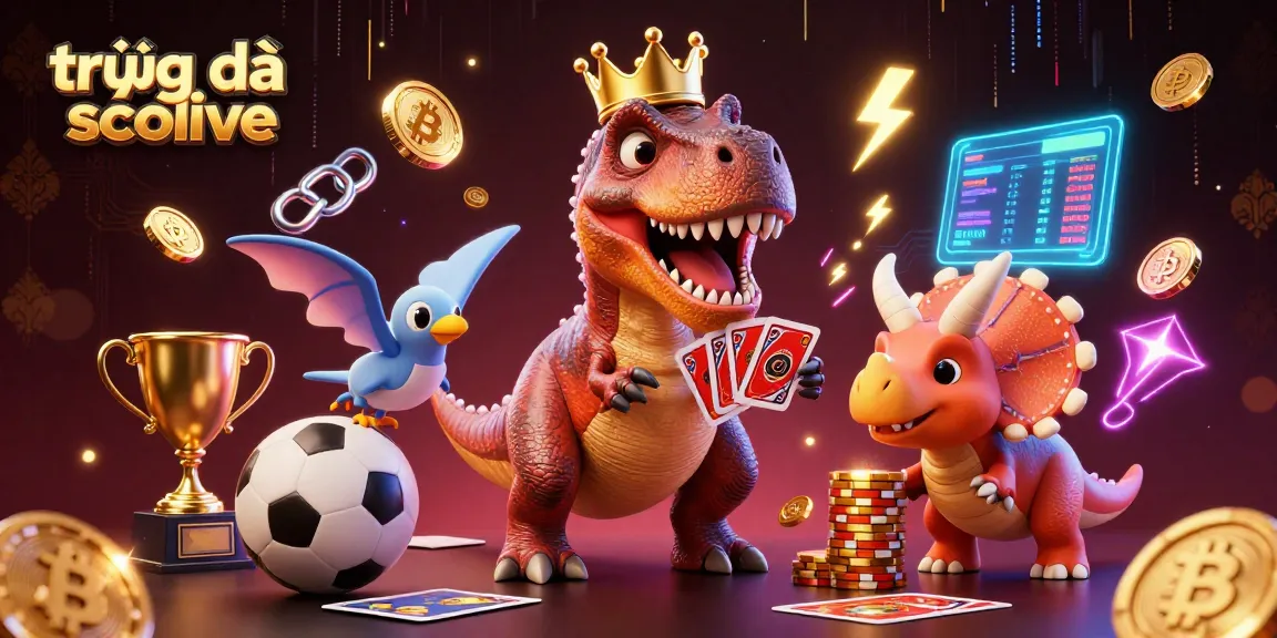 Experience the excitement of trực tiếp bóng đá socolive with this dynamic illustration showcasing a friendly T-Rex and more.