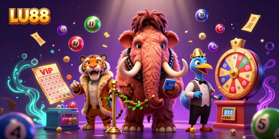 LU88 showcases a vibrant 3D casino scene with colorful casino elements and fun characters.