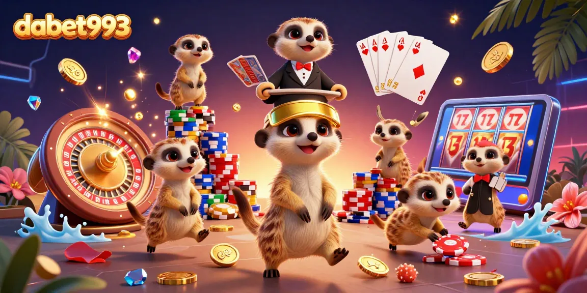 Experience thrilling gameplay at dabet993 with colorful meerkats embodying a vibrant casino atmosphere.