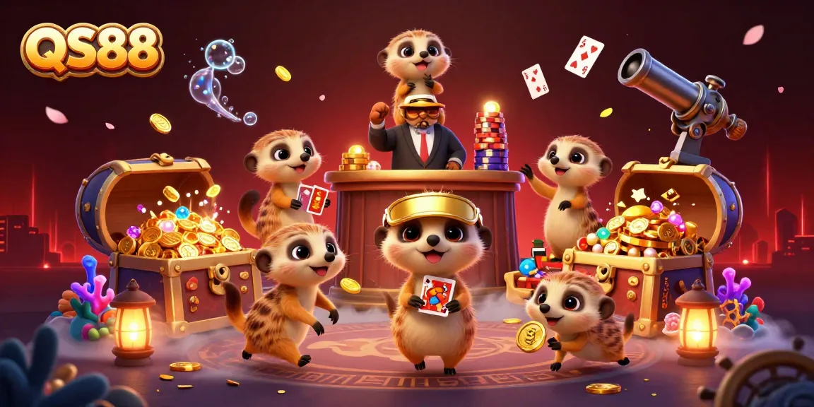 Engage with QS88 as meerkats orchestrate a vibrant casino atmosphere with exciting games.