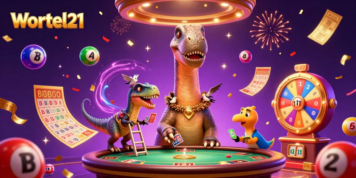 Engage with the excitement of Wortel21 through a vibrant casino scene featuring dynamic lottery elements.