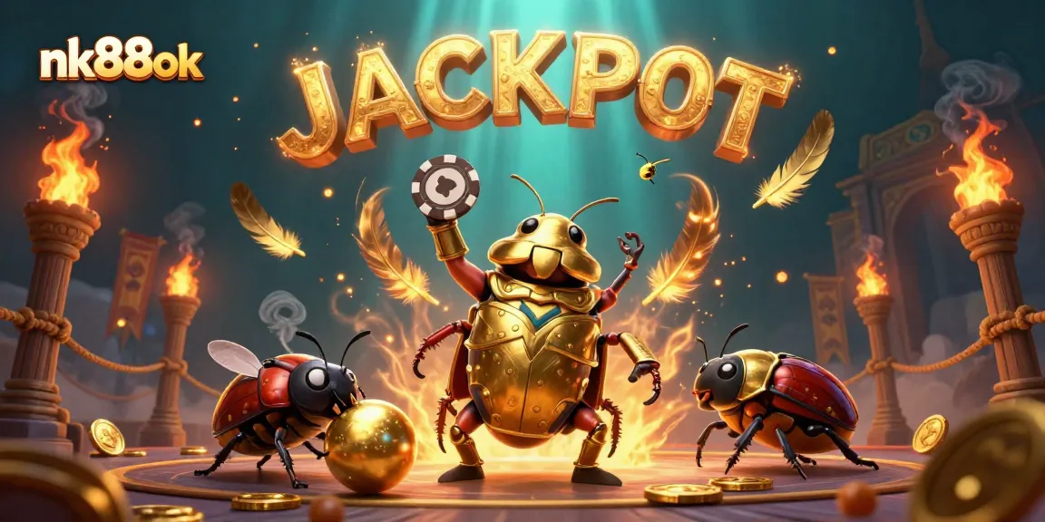 Experience exciting gameplay with nk88ok featuring a heroic beetle winning a jackpot in a vibrant casino setting.