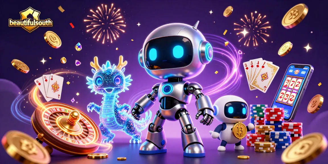Experience exhilarating wins with beautifulsouth at our vibrant online casino featuring a cyberpunk robot, treasures, and games.