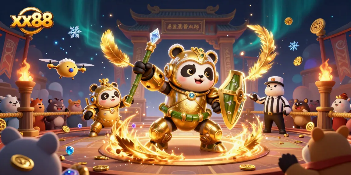 Experience thrilling gameplay at xx88, featuring a golden panda and vibrant casino elements.