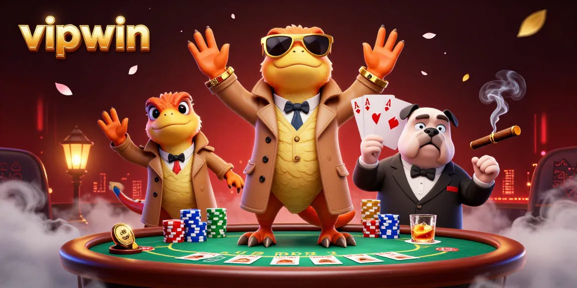 Experience the excitement of vipwin casino with raptors sneaking in, surrounded by vibrant gaming elements.