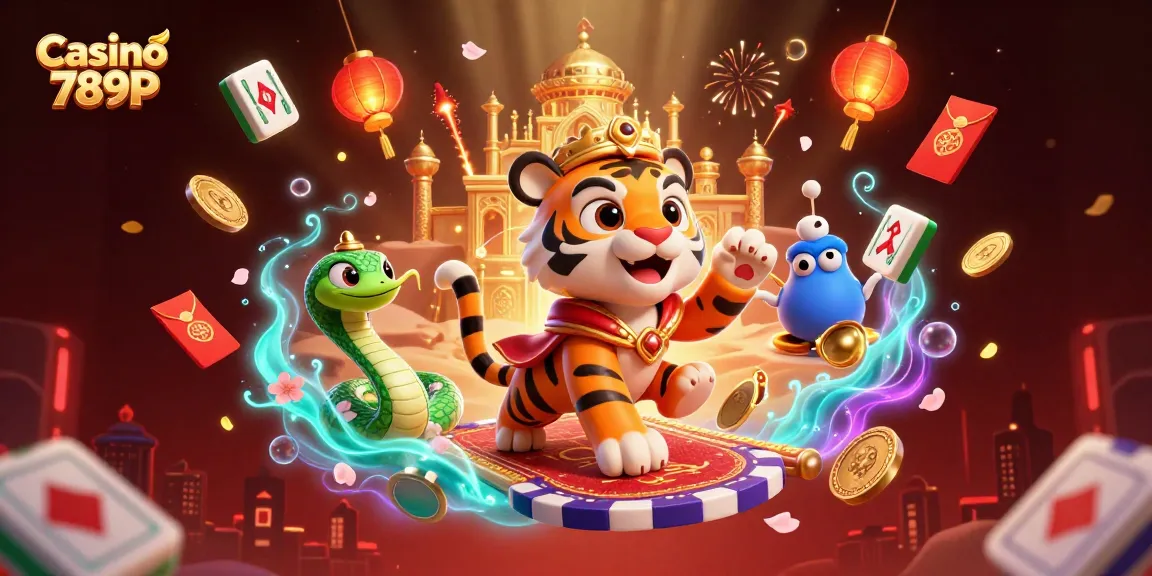 Experience Casino 789P magic with vibrant illustrations of the tiger sultan and dynamic gaming elements.