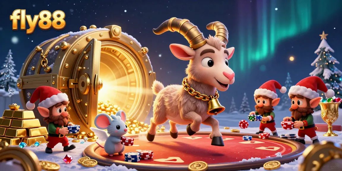 Experience the festive atmosphere of fly88, where Krampus and friends engage in a thrilling casino heist.