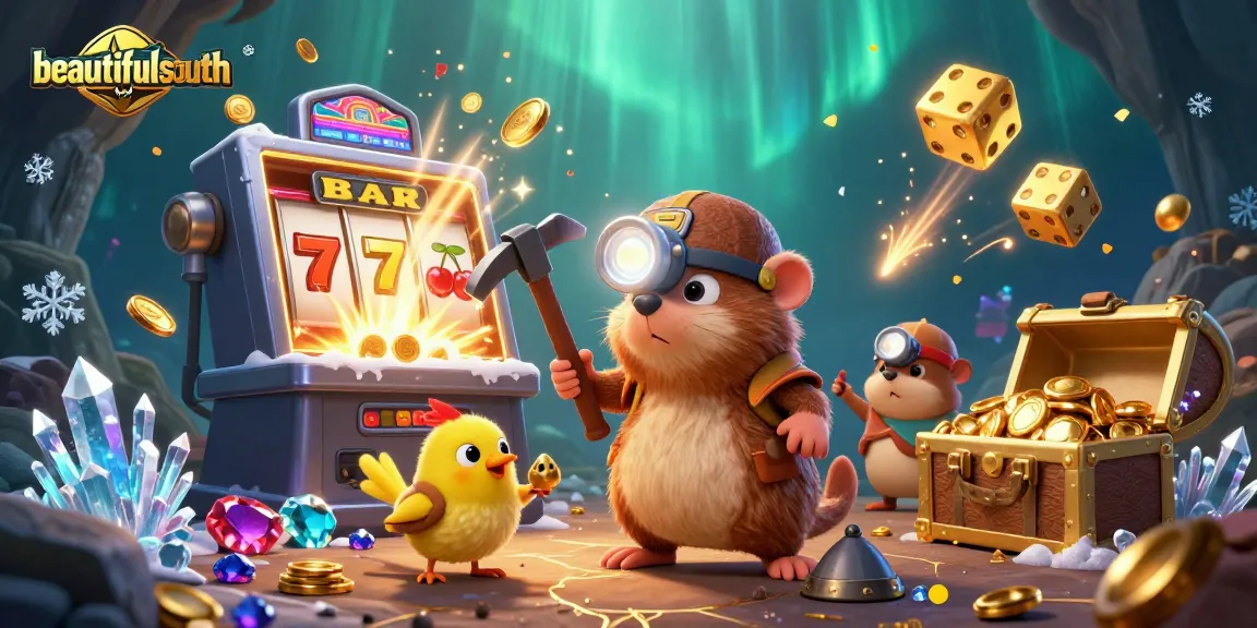 Experience thrills at beautifulsouth's vibrant casino with a treasure hunter and slot machine adventure.